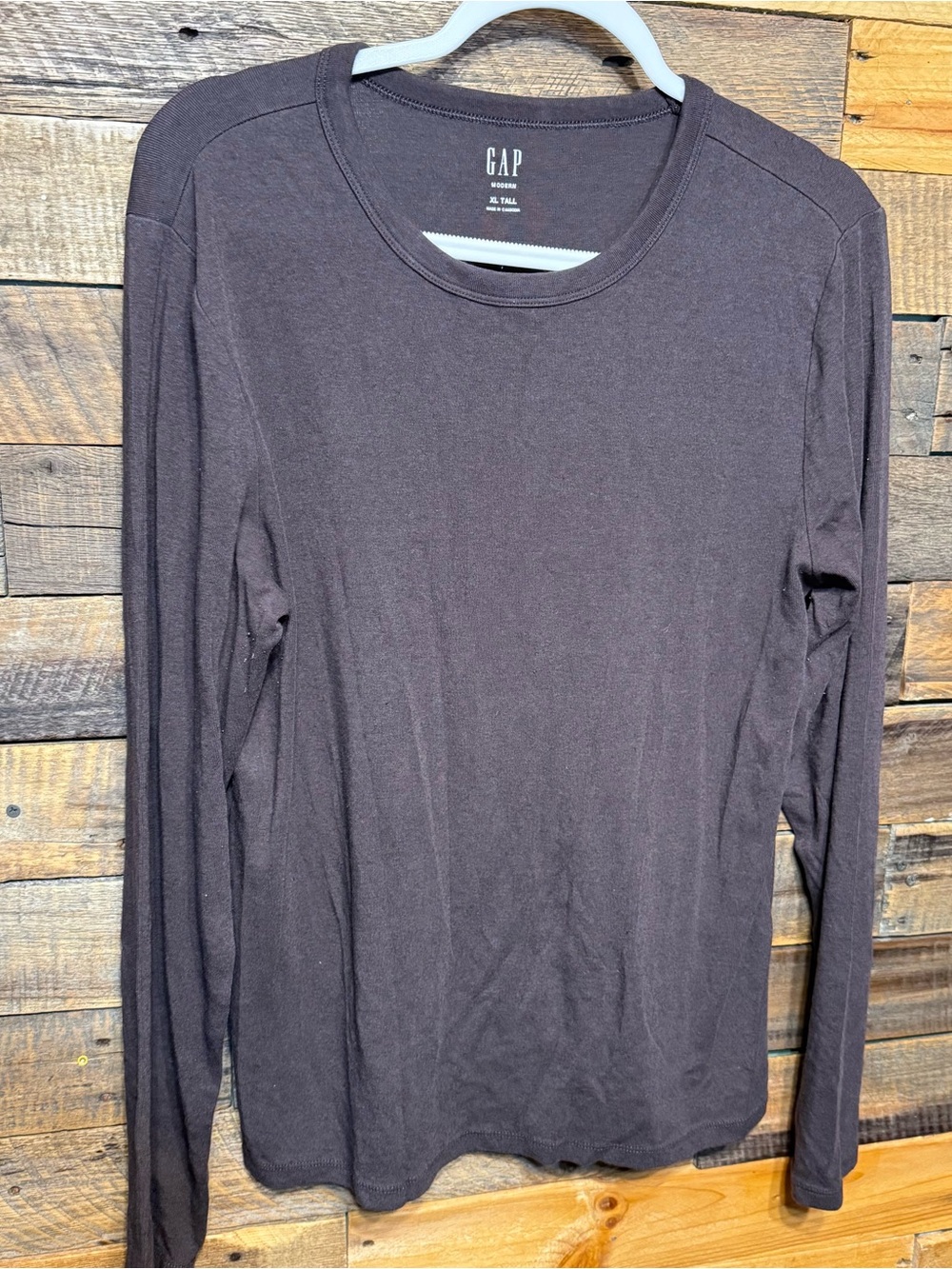 Gap Womens XL Tall Terra Brown Modern Long Sleeve Stretch Crew Neck Shirt